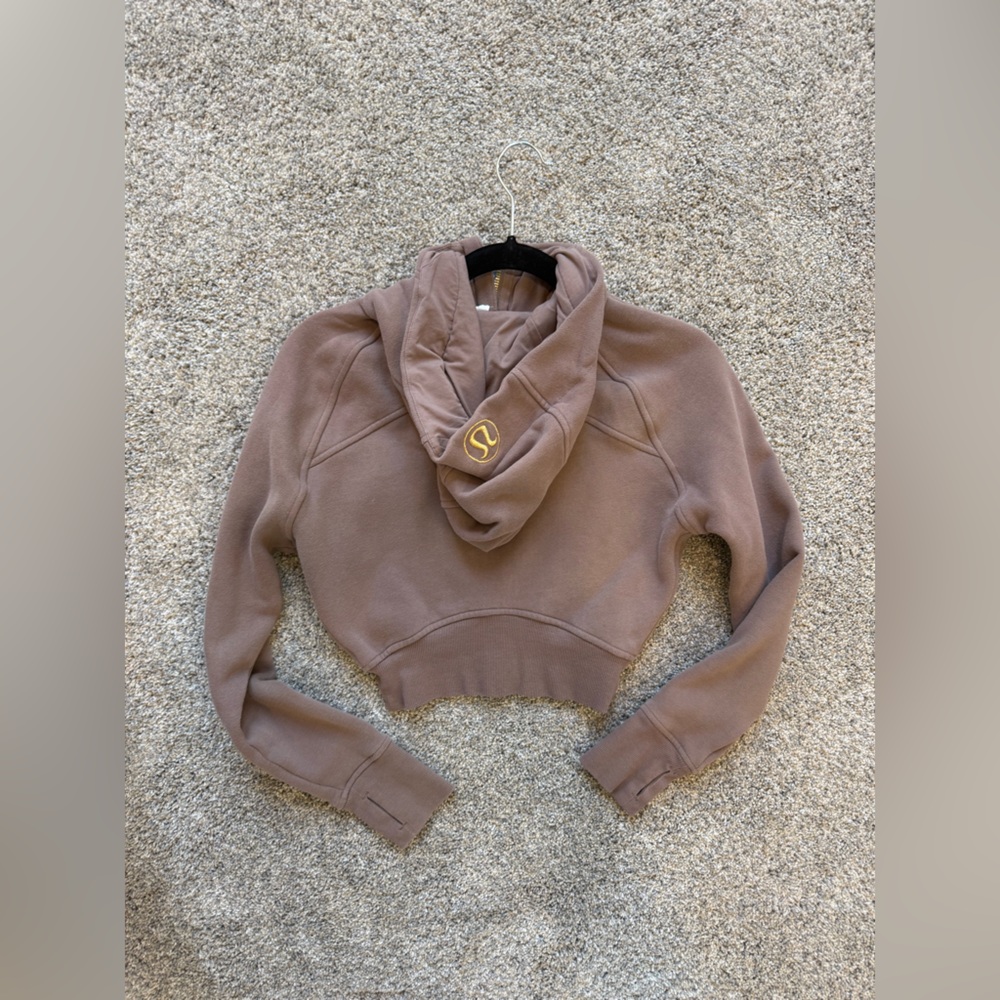 Lululemon Scuba Cropped Full-Zip Hoodie – Brown (Gold Zipper) – Size 2 - Picture 6 of 9